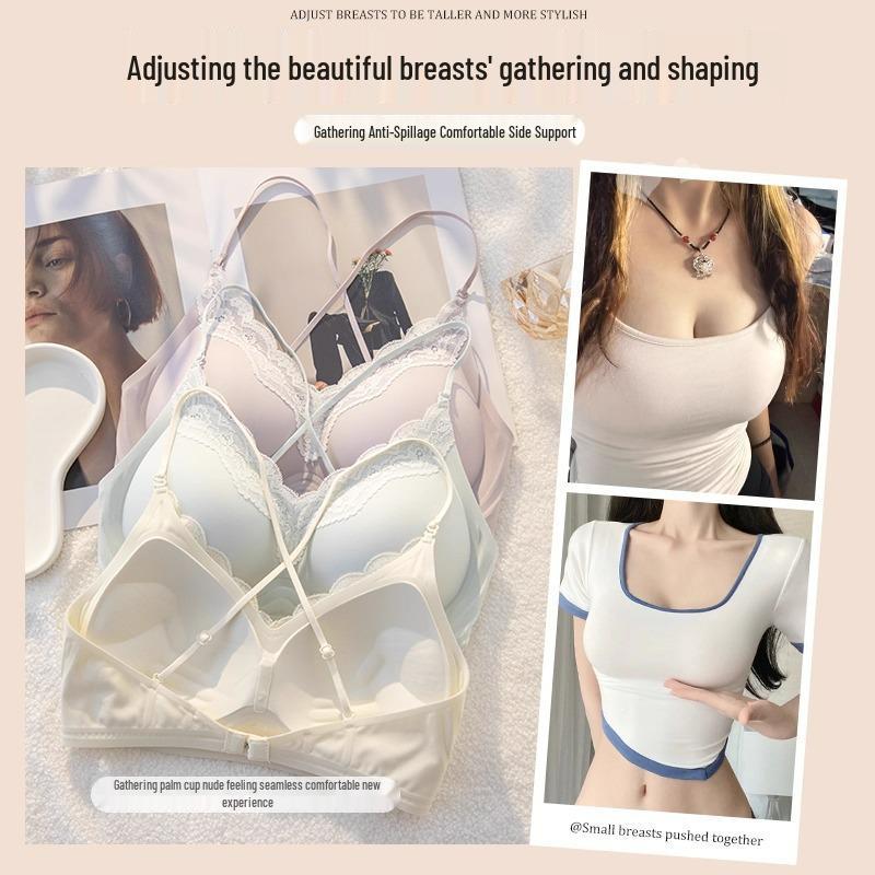 Reggiseno Push-Up Senza Cuciture da Donna - Supporto Invisibile, Scollo a Incrocio sul Collo, Spalline Sottili, Senza Ferretto, Aumento del Seno Piccolo