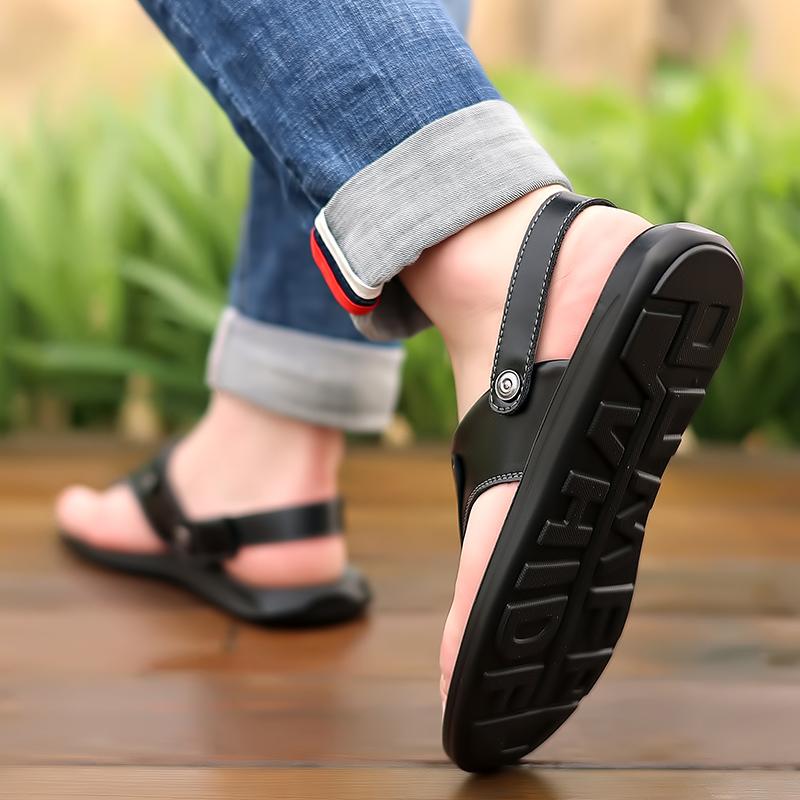 Fashion Men Sandals outdoor fashion Leather Men Shoes Summer Men's Sandals Fashion Sandals breathable Slippers Black men shoes