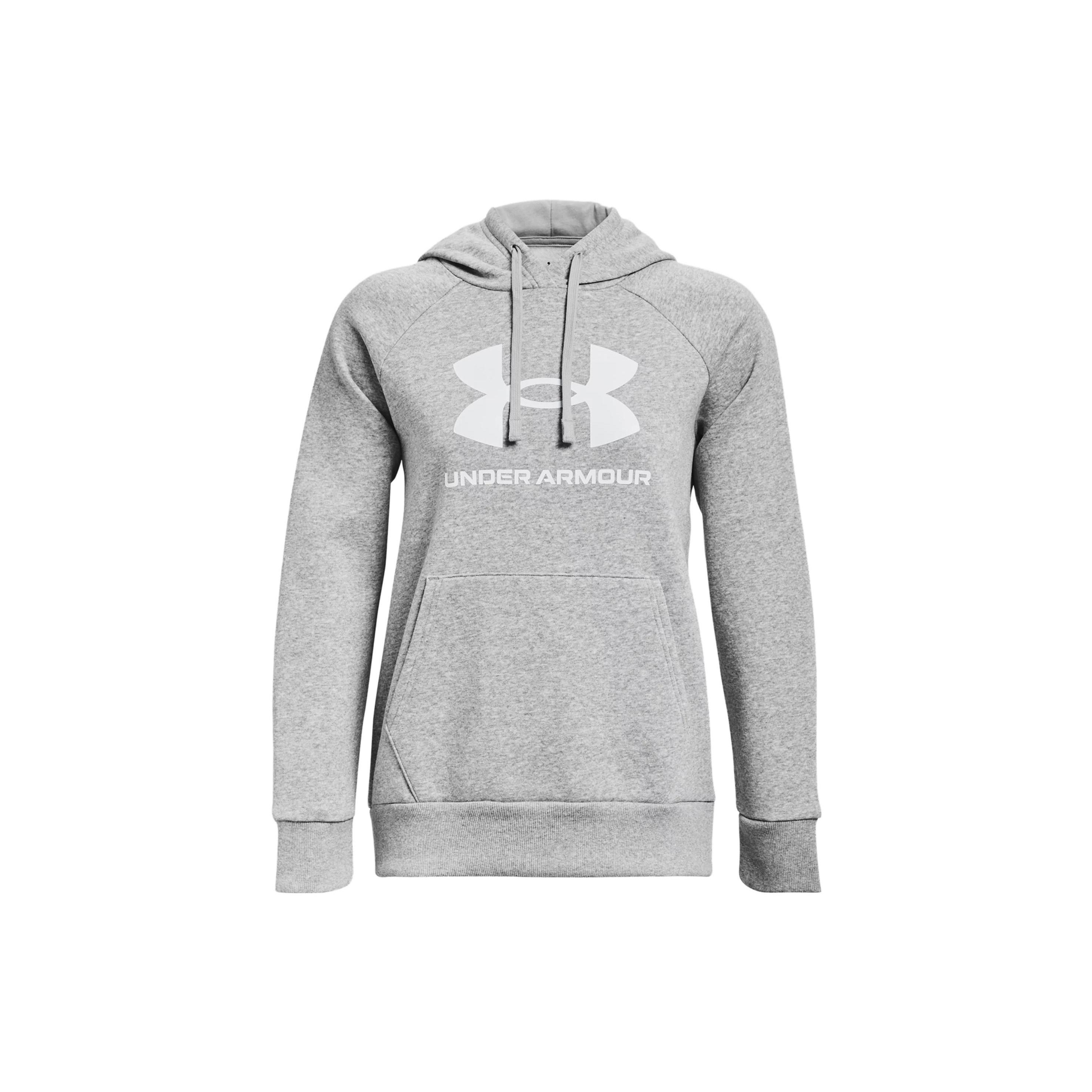 (WMNS) Under Armour Rival Fleece Big Logo Hoodie Light Grey Women s 1379501-012 L