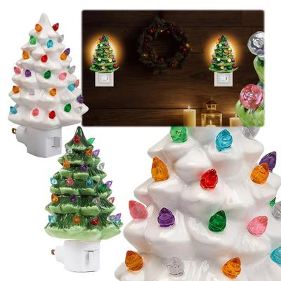 Luz de Noche de Árbol de Navidad con Interruptor de Encendido/Apagado Árbol Decorativo de Navidad Luz de Árbol de Navidad de Resina para Dormitorio Sala de Estar