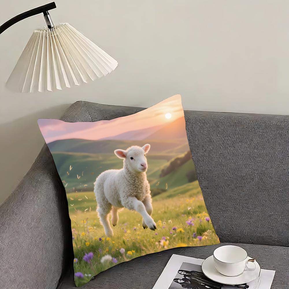 Sheep Cute Cushion Cover Pillowcase Ultra Soft Skin Friendly Fabric Cloud Like Comfort  Concealed Zipper