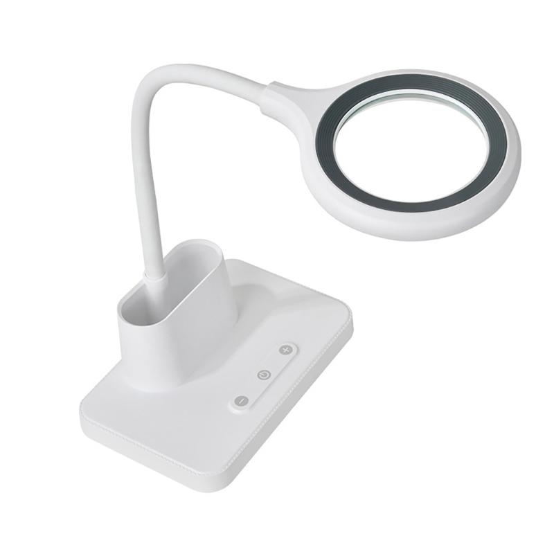Mehrzweck-Schreibtischlampenlupe mit 5-facher Vergrößerung, drei Lichteinstellungen und USB-Aufladung zum Basteln und Lesen