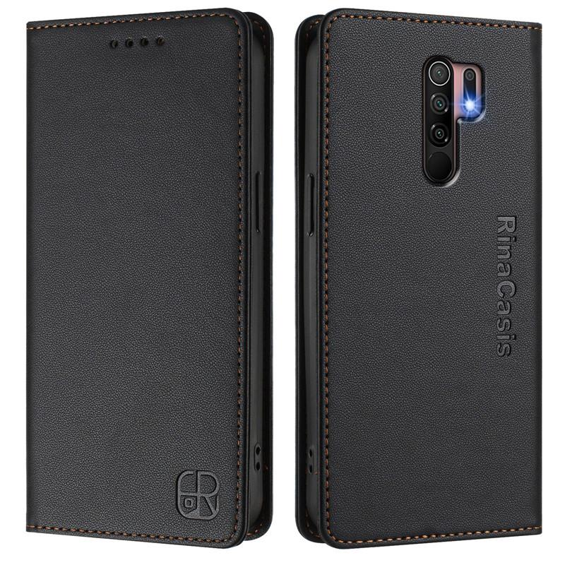 Luxusní peněženka proti krádeži s flipovým pouzdrem na telefon pro Redmi Note 9 Pro Max 9S 9A 9AT 9C NFC 9 Kožená pouzdra Magnet Jednobarevné Coque