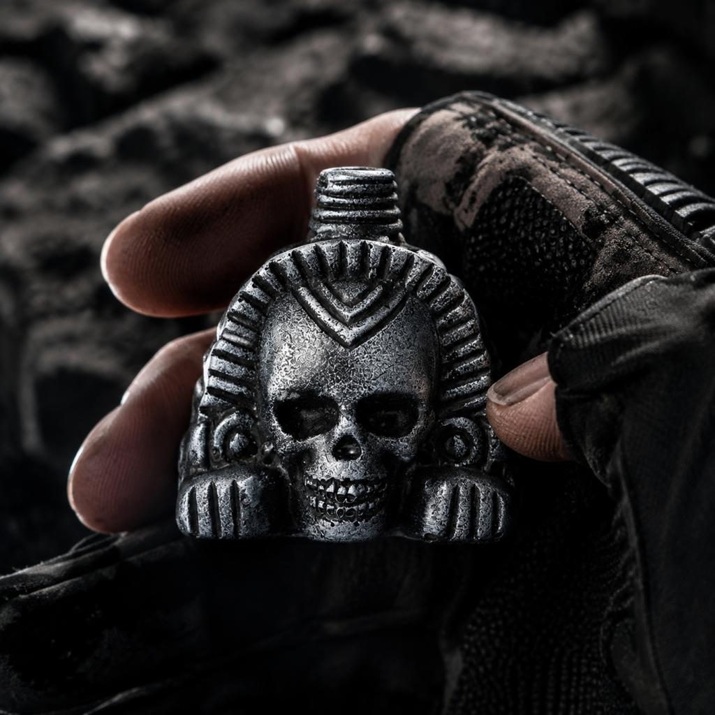 Aztec Style Skull Ring with Detailed Carvings Ancient Design Inspired Jewelry for Collectors and Enthusiasts Durable Metal Construction
