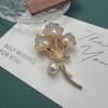 Calla Lily Brooch: Crystal, Diamond & Pearl Corsage Pin with Silk Scarf Buckle Functionality.