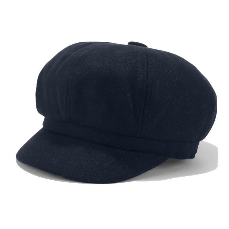 

Винтажная женская зимняя твердая шляпа Беретная кепка Корейский художник Береты газетчика One size тёмно-синий