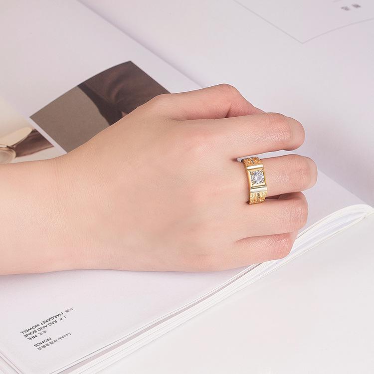 Adjustable Gold-Plated Wedding Rings with Diamonds & Cubic Zirconia for Men and Women