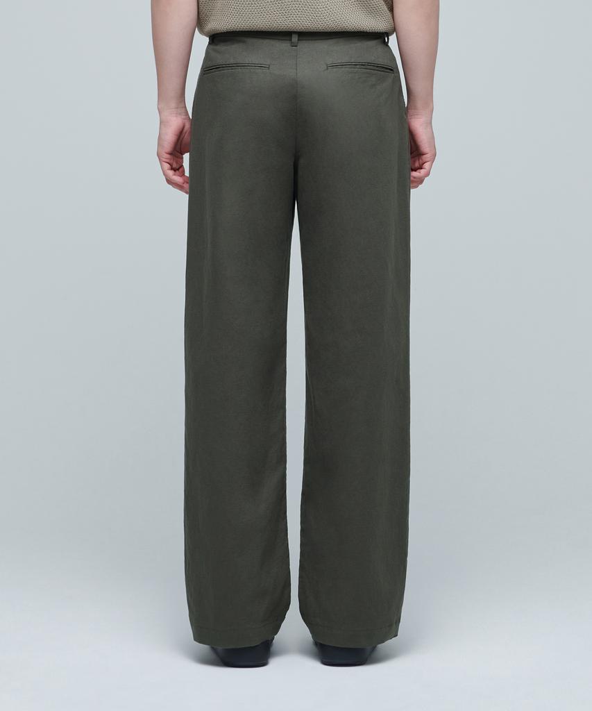 MUSINSA STANDARD Cotton Linen Two-Tuck Wide Pants [Khaki]