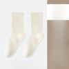 Grey Loose-fitting High-top Vertical Women's Socks, Pure Cotton Pile Socks, Moisture-absorbent and Breathable, White Boneless Long Socks