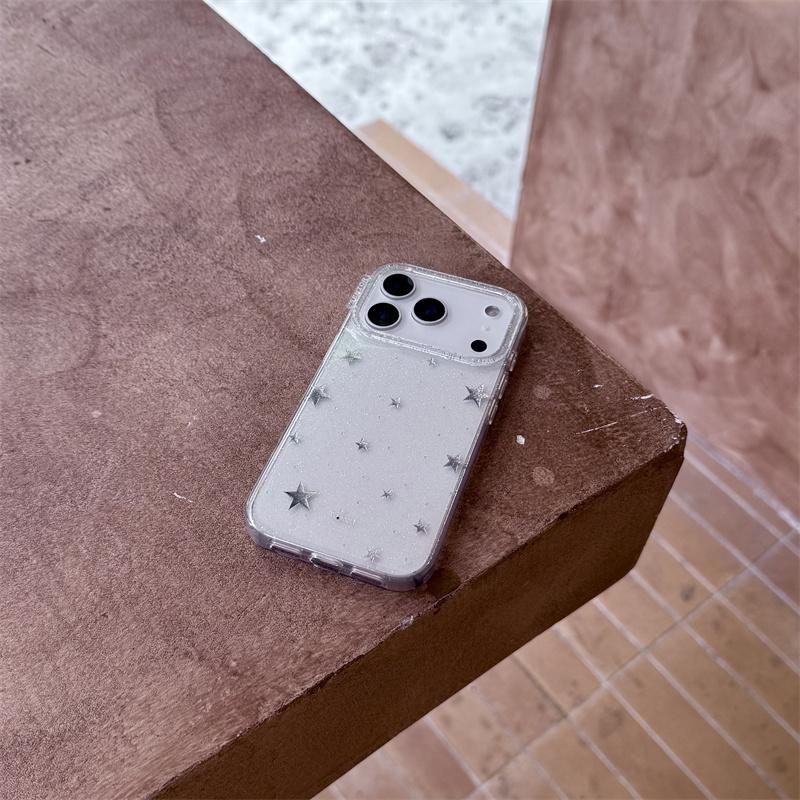 New 2026 Glitter Gilded Star Phone Case For iPhone 17 Pro 16 15 14 17 Pro Max with Transparent Shockproof Cover 17promax