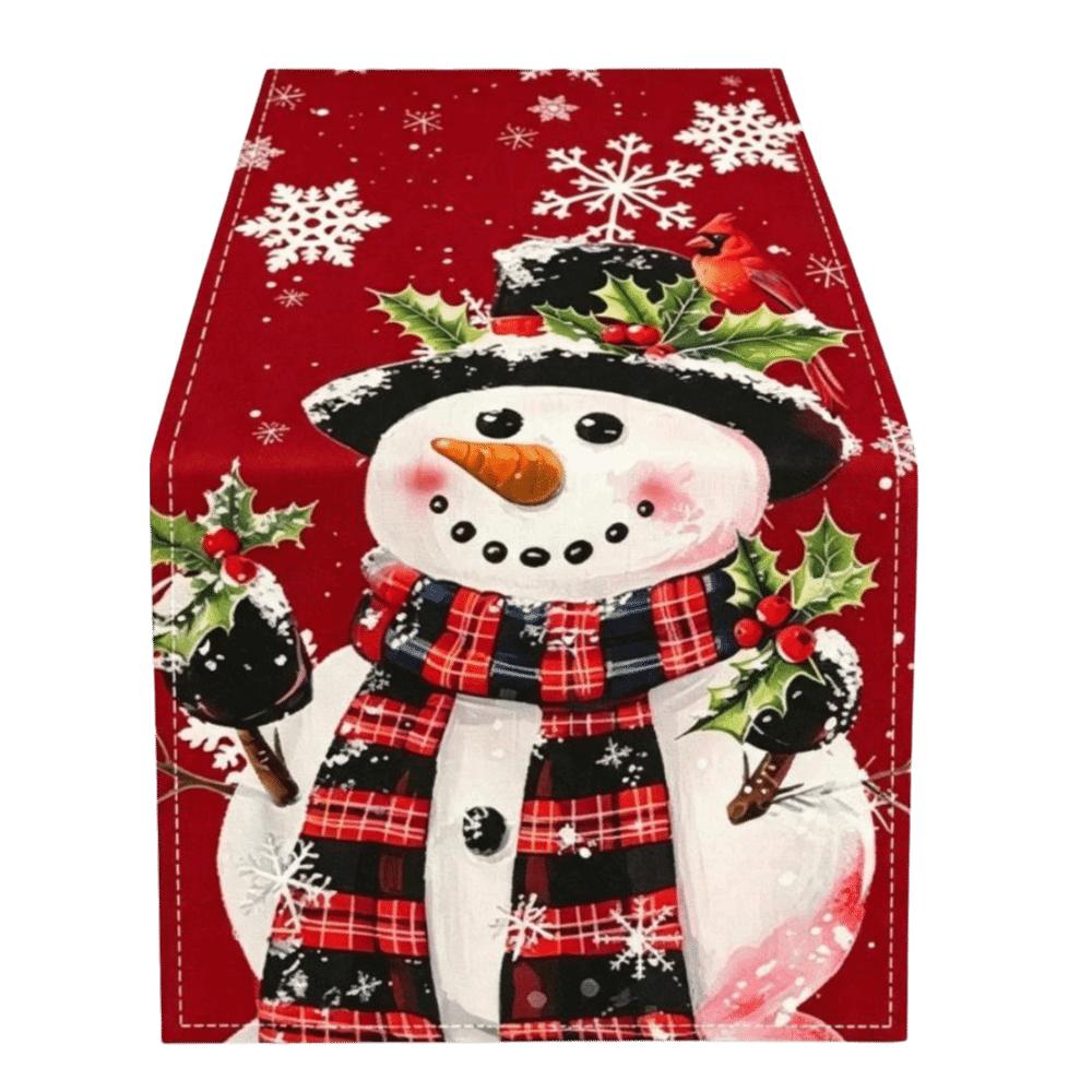 Santa Claus Christmas Table Runner Snowflake Reindeer Christmas Table Flag Desk Decor Snowman Xmas Tablecloth Home Decor