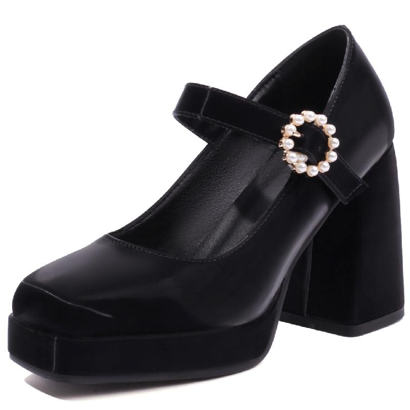 

Женские туфли-лодочки на высоком каблуке, туфли на платформе, элегантные, 2025, с ремешками на щиколотке, черные, красные, синие, на каблуке, офисные, для вечеринки, свадебные туфли, женские 45 чёрный