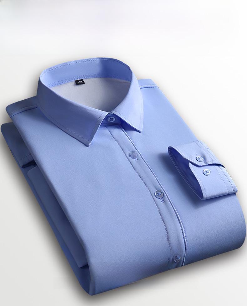 Men's Thickened Plus Velvet Solid Color Long Sleeve Warm Shirt for Business Casual - Autumn/Winter Wear