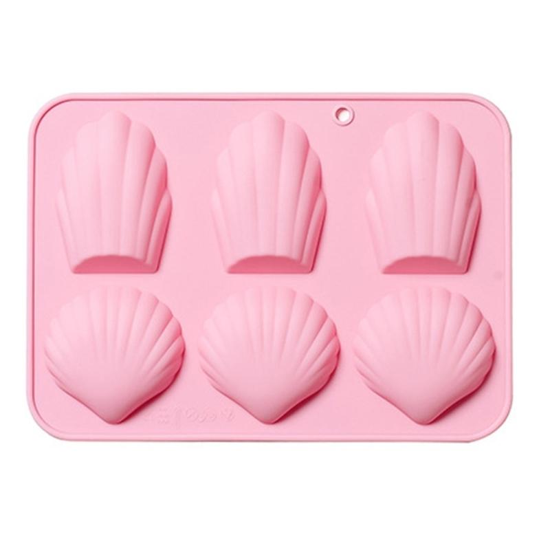 

6Cavity Madeleine Silicone Mold Chocolate Mold Mousses Cake Bakings Tool рожевий