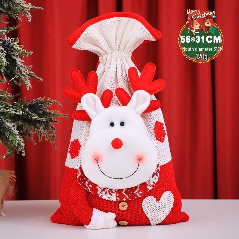 Three-Dimensional Santa Claus Burlap Backpack Candy Bag - Large Christmas Gift Decoration