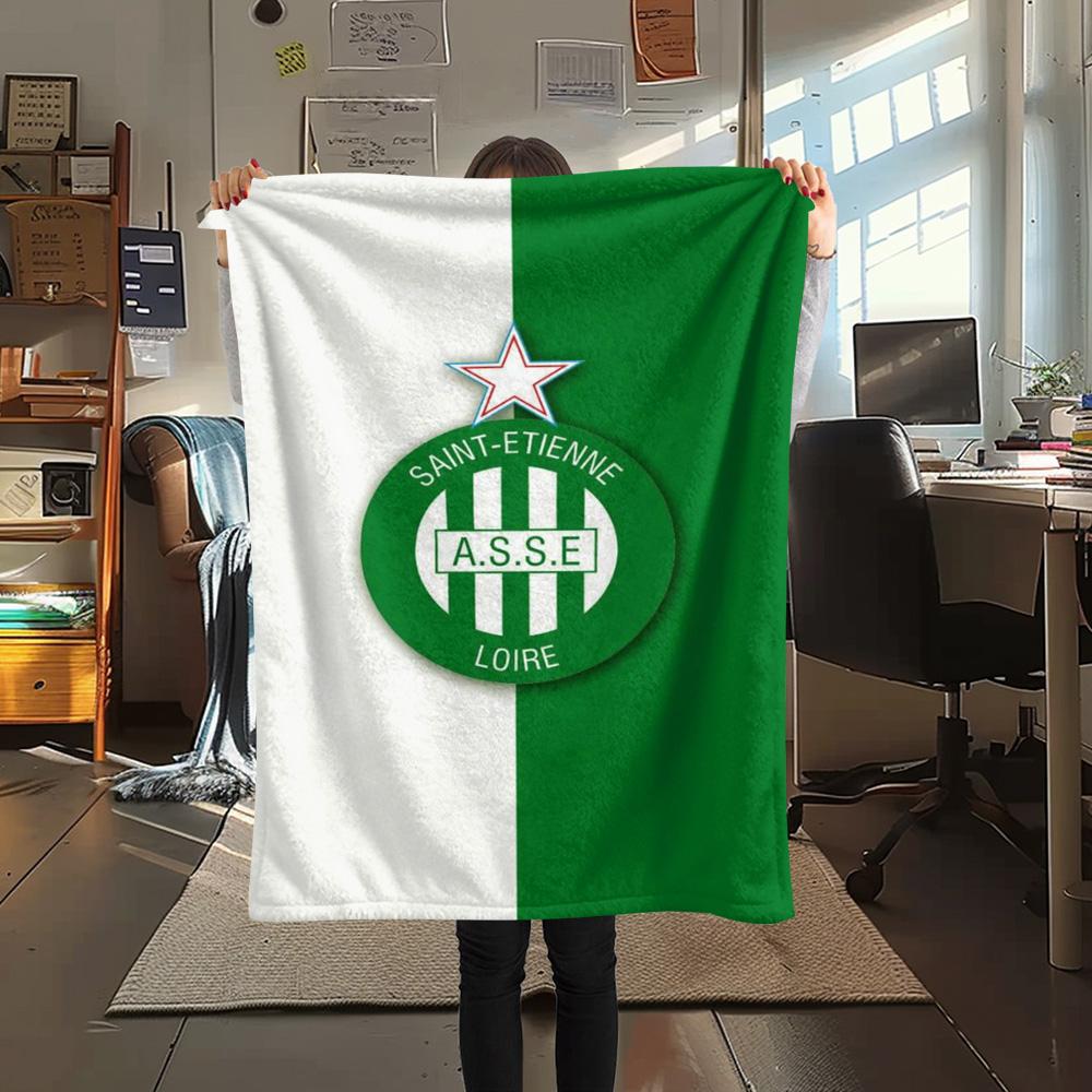 1Pc AS Saint-Étienne Print Flannel Blanket High Quality Warm Comfortable Cover for All Seasons Perfect for Gifts Home Decor