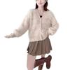 Women's Autumn/Winter Faux Mink Velvet Knit Cardigan - Soft, Glossy, and Cozy Sweater Jacket