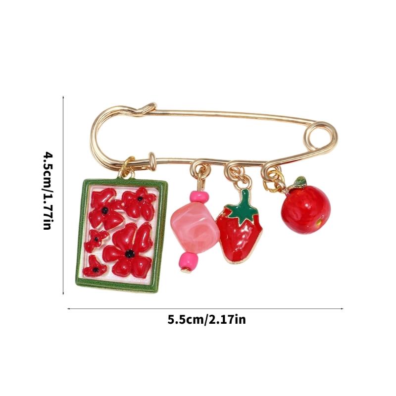 Colorful Fruit Flower Design Alloy Brooch Lightweight Stylish Jewelry For Summer Dresses And Scarves