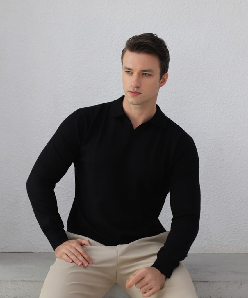 Bestfit Soft Muscle Fit Open Collar Neck Long Sleeve Knit (Type B)
