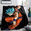 Cartoon Goku Pattern Flannel Blanket, High Quality Comfortable for All Seasons, Home Decor, Warmth and Comfort, Perfect for Gifts.