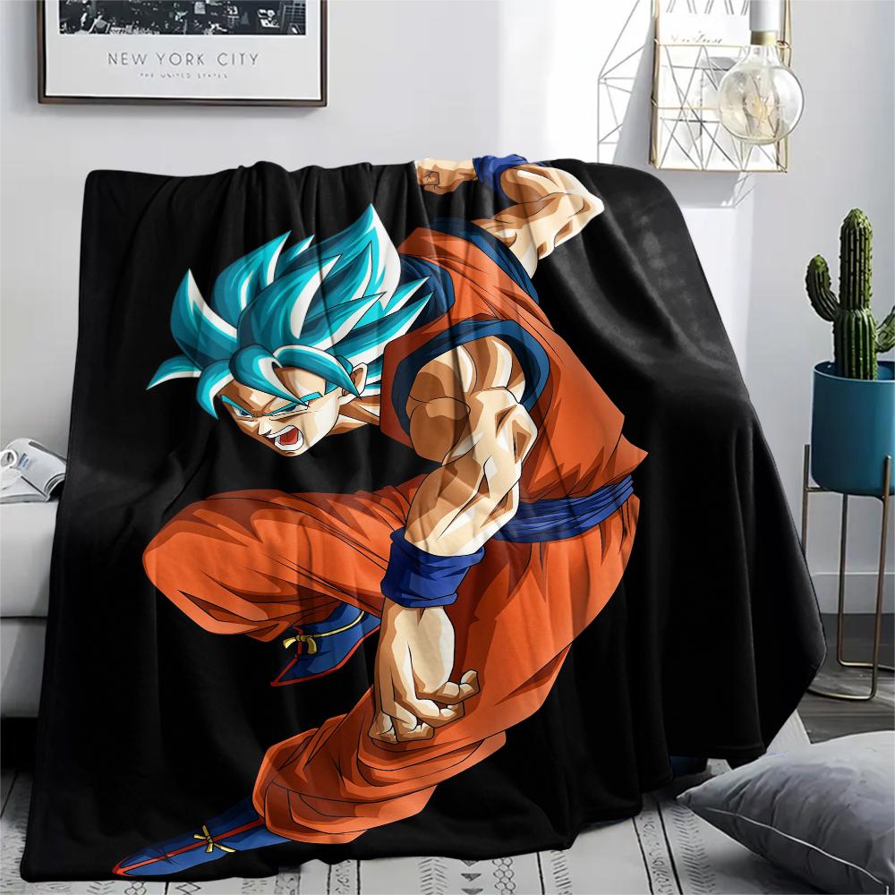 Cartoon Goku pattern Flannel Blanket, High quality Comfortable for All Seasons, Home Decor, Warmth and Comfort, Perfect for Gifts. 80cm x 120cm
