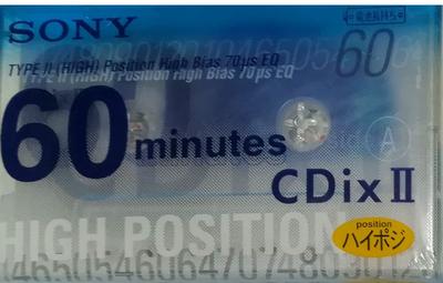 Sony Cassette Tape 60 Minutes CDix II High Positive with Cleaning Function C-60CDX2F