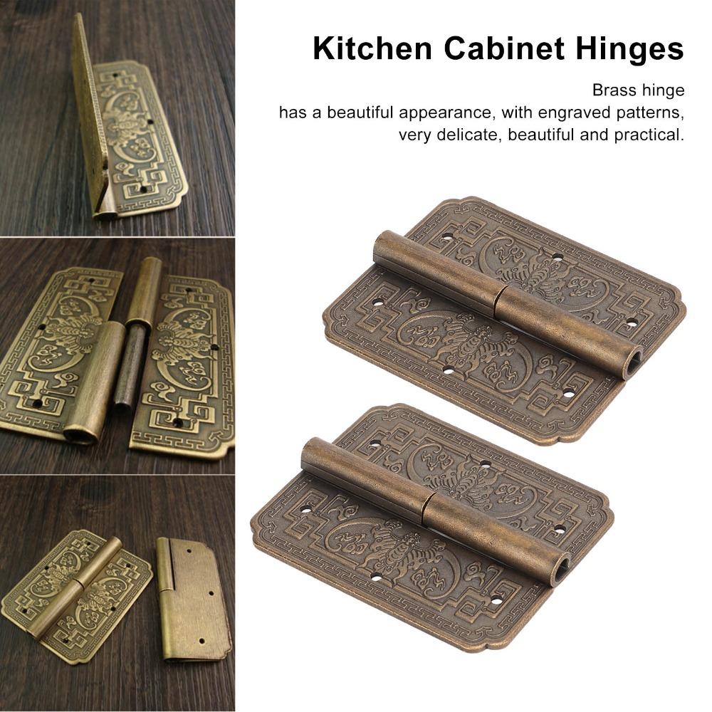 2pcs Decorative Antique Brass Hinges Vintage Cupboard Door Hinges Butt Hinges  Kitchen Cabinet
