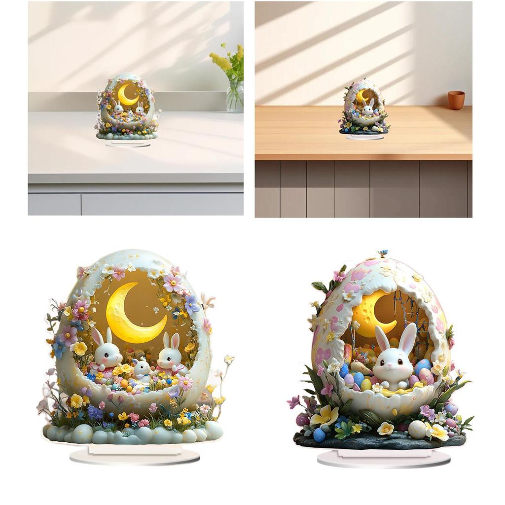 Easter Bunny Ornament Country Decoration Home Decor Ornament Party Supplies Rabbit Plaque 2D Rabbit Sign for Home Table Festive