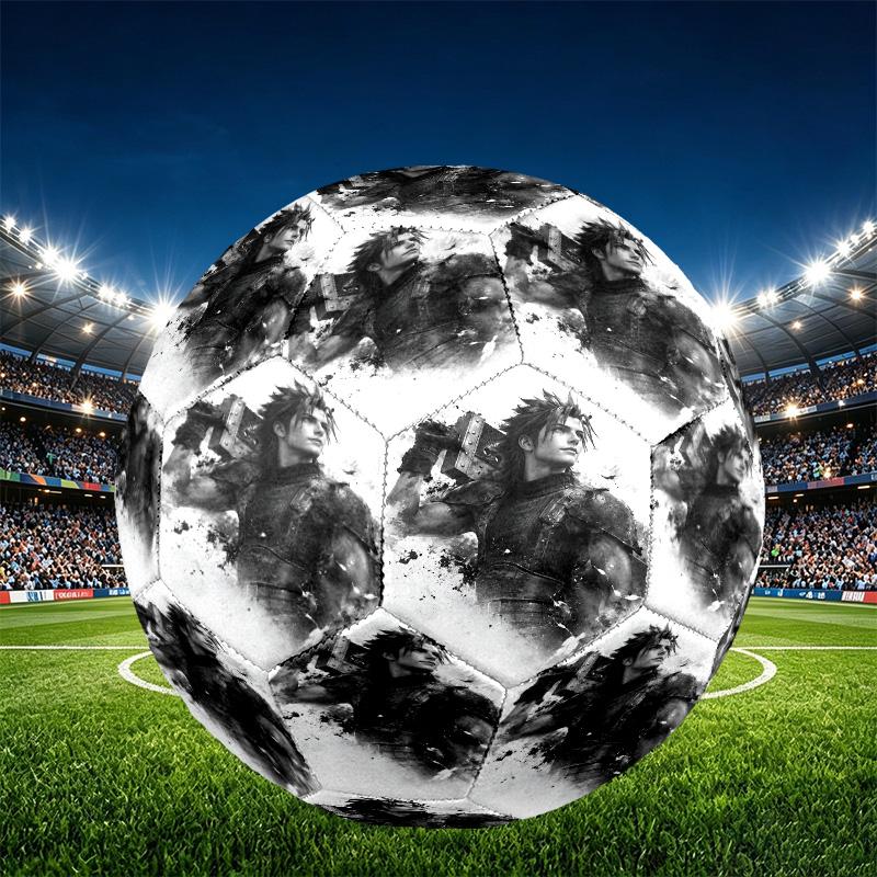 Final Fantasy Print Size 5 Soccer Ball, PU Wear Resistant Football for Match Training and Daily Practice, Birthday Gift for Soccer Fans