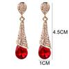 Women Elegant Cubic Zirconia Inlaid Water Drop Long Dangle Earrings Jewelry