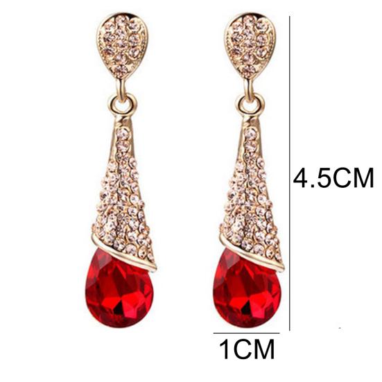 Women Elegant Cubic Zirconia Inlaid Water Drop Long Dangle Earrings Jewelry