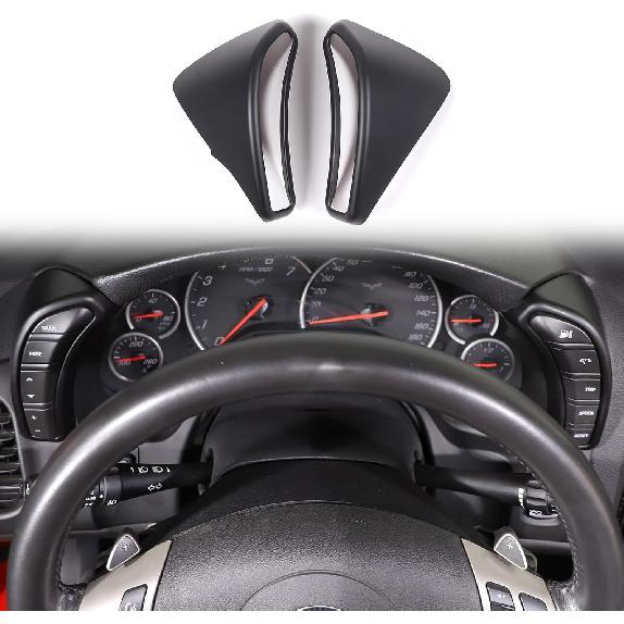 Dashboard Button Cover Trim Compatible with Chevy Corvette C6 2005-2013, Speedometer Bezel Cover Trim Frame Interior Accessories (Carbon Fiber матовый черный