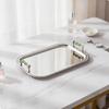 Decorative Serving Tray with Handles | Polished Silver Surface, Raised Rim,