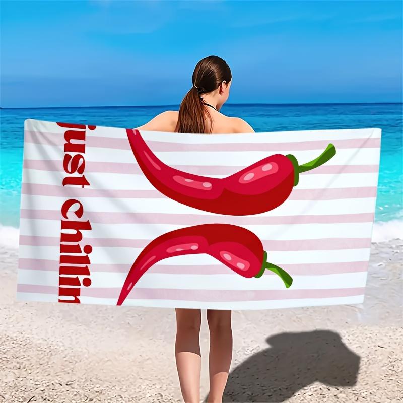Funny Chili Pepper Beach Towel - Just Chillin Quote, Summer Vibes, Quick Dry, Multiple Sizes 70x40cm