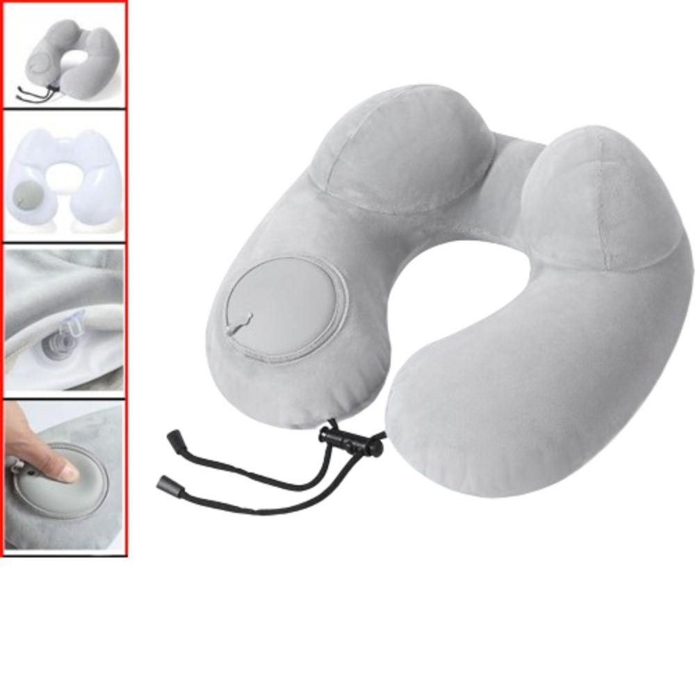 U-Shaped Inflatable Travel Pillow Hand Pressing Neck Support Cushion Neckrest Pad  Office/School