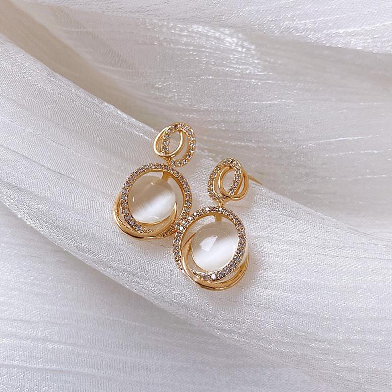 Geometric  Opal  Stud Earrings For Woman Jewelry Party Accessories