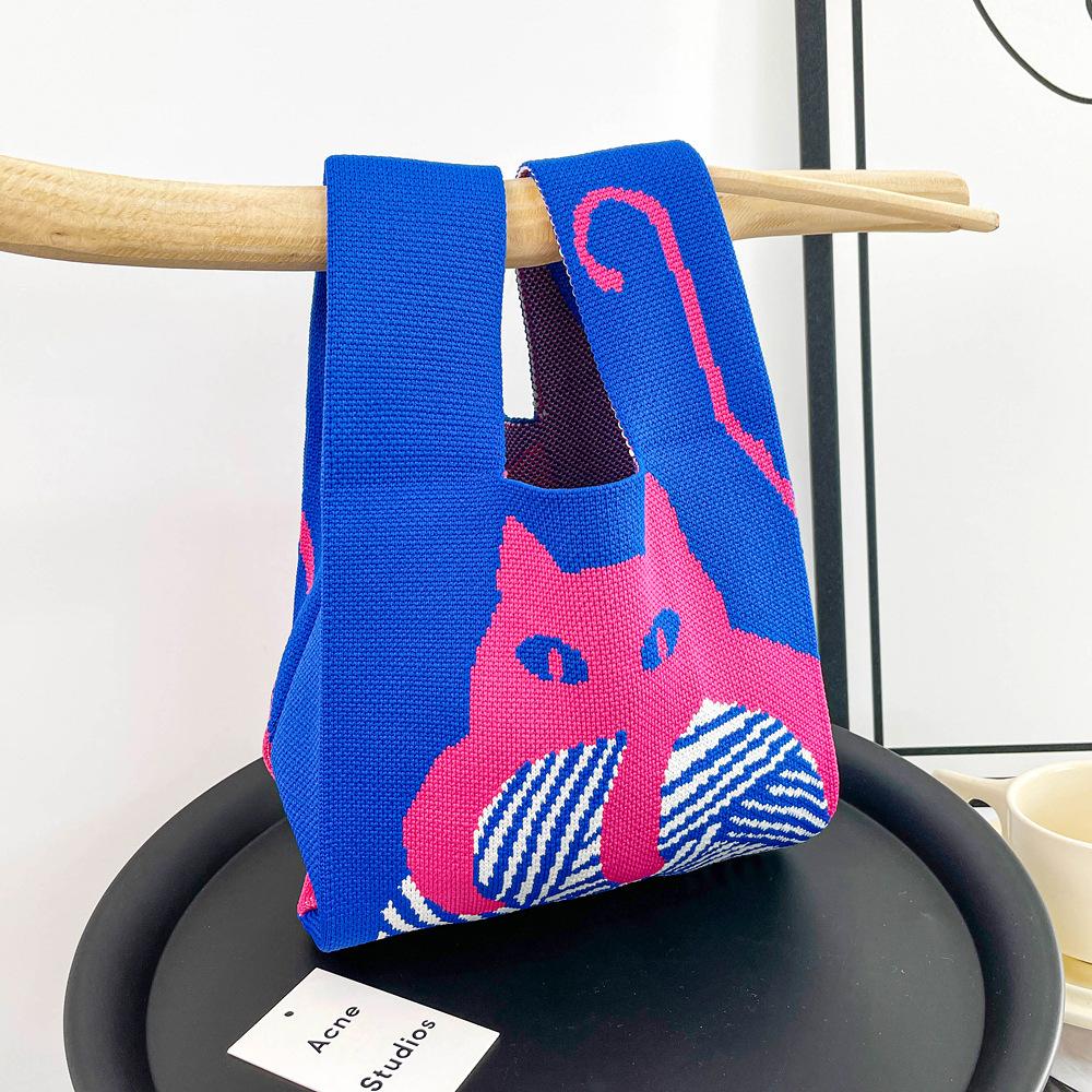 Large Capacity Knitted Bag Women'S Knitted Handbag Tote Bag Portable Storage For Outdoor Use Soft Woven Versatile And Cute Bag