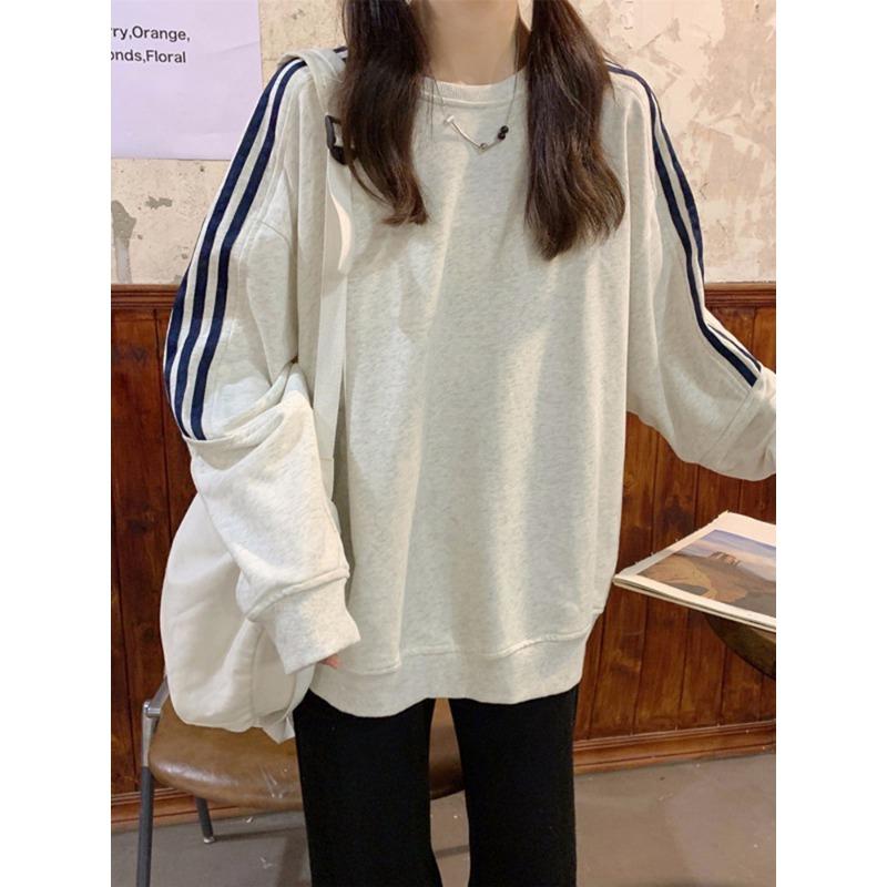 

Весна и осень новый корейский стиль длинный рукав свитер женский свободный тонкий полосатый повседневный пиджак пара топ XL