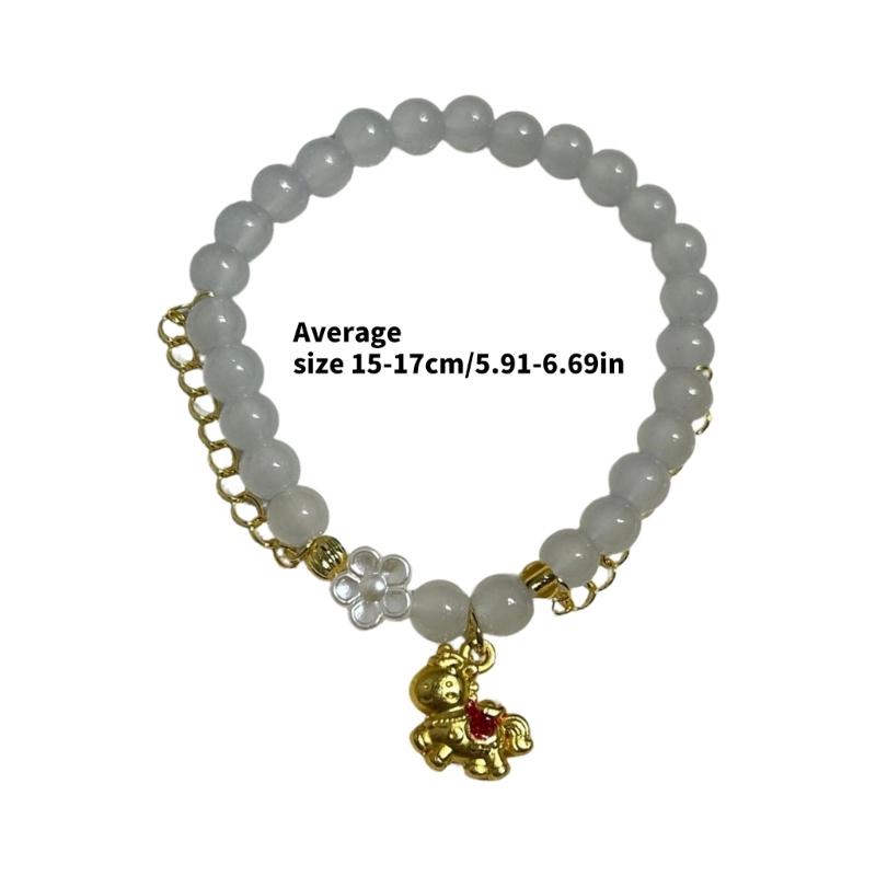 Delicate Handmade Glass Beads Bracelet With Charm Horse Designs For Daily Wear