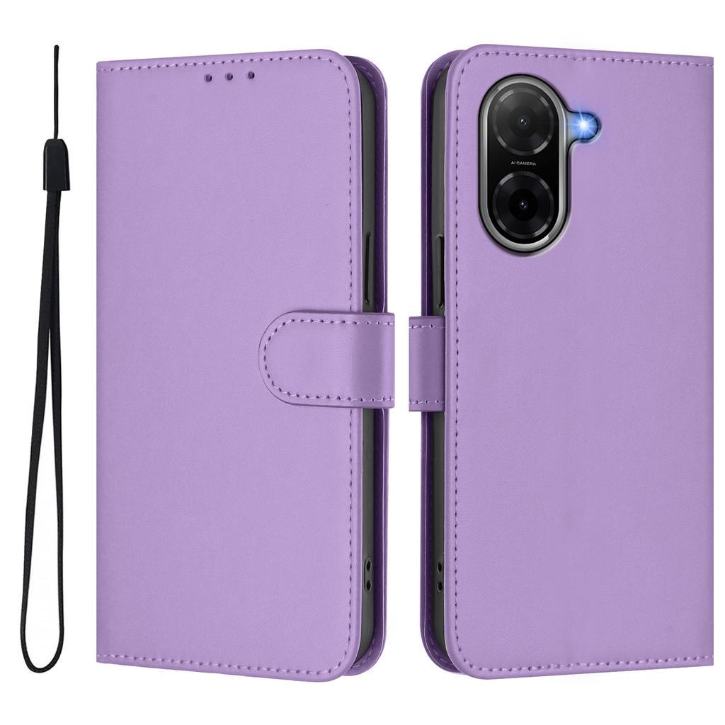 For Xiaomi Poco C71 4G/Xiaomi Redmi A5 4G (171.7*77.8*8.3mm) Case Solid Color Wallet Leather Phone Cover with Strap