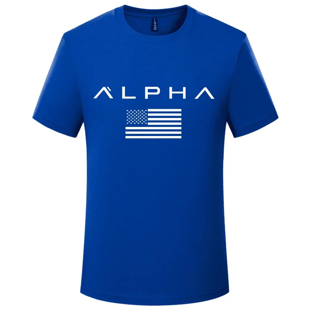 USA ALPHA Nový typ ležérního trička s krátkým rukávem a měkkým kulatým výstřihem Pánské základní tričko Pánská bunda