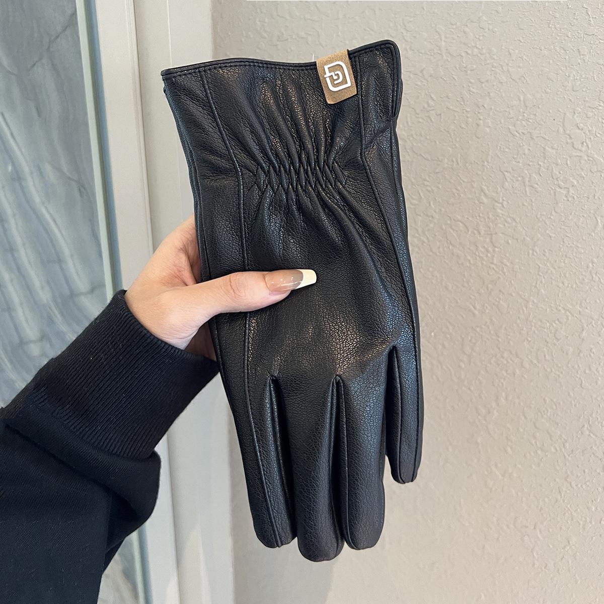 

Кожаные перчатки для мужчин Зимние для езды на электровелосипеде Теплые Ветрозащитные и Морозостойкие Водоотталкивающие Бархатные Утепленные Пятипалые Сенсорные Тренд one size