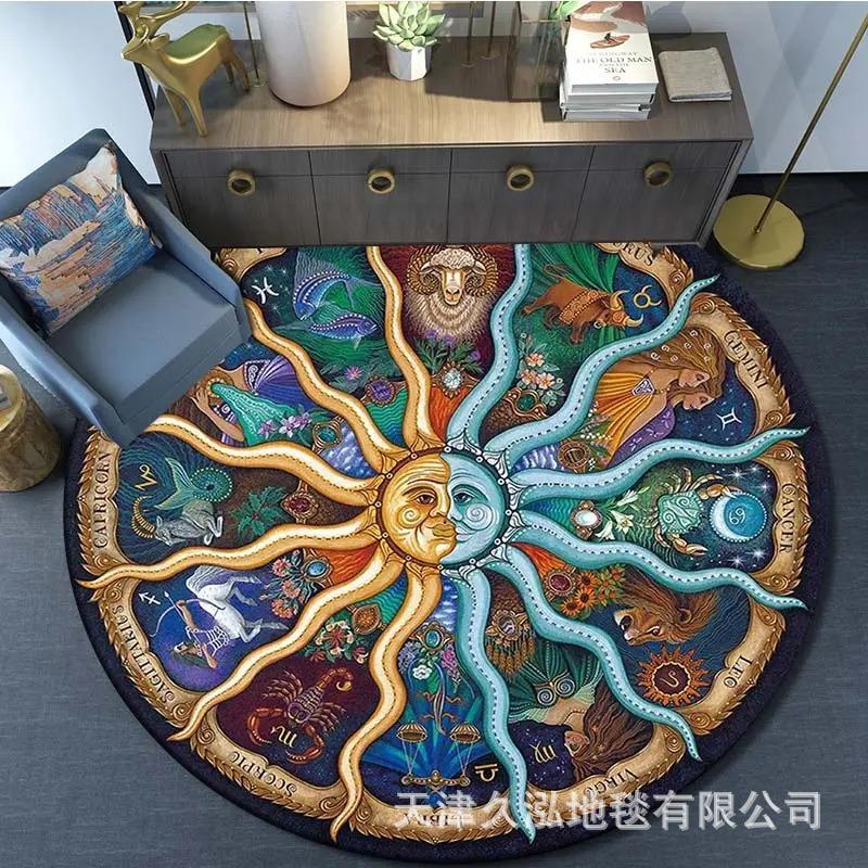 Circular Carpet Living Room Carpet Dirt Resistant Coffee Table Mat Anti Slip Hanging Basket Chair Mat