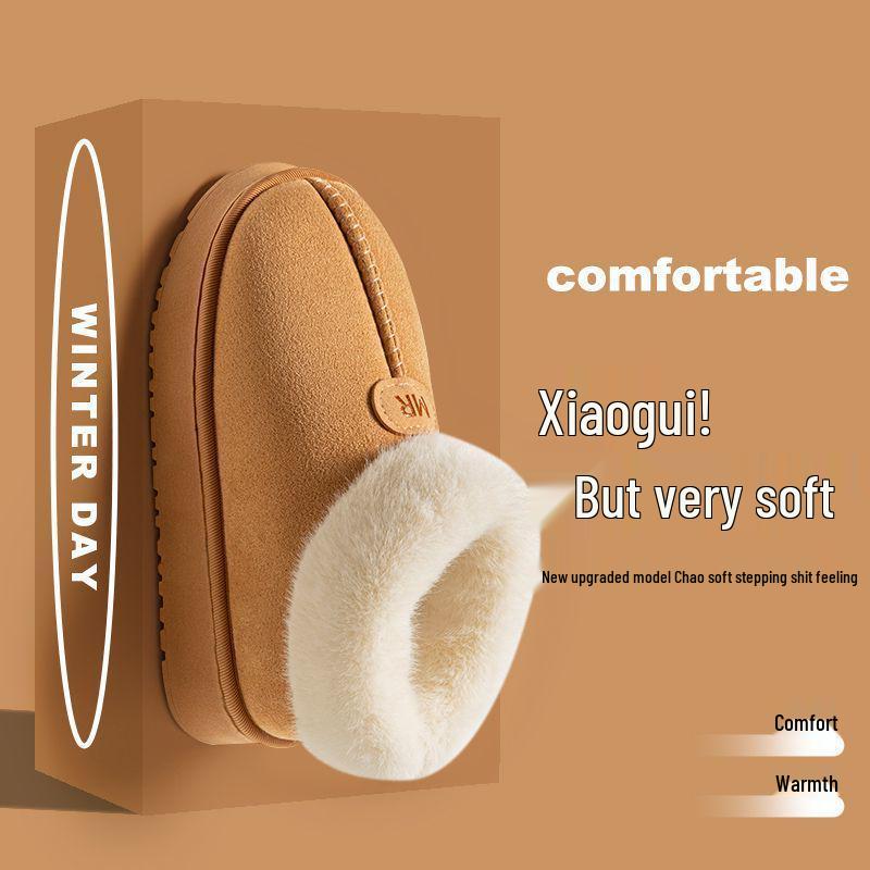 High-Top Plush-Lined Cotton Slippers with Heel Support, Suitable for Outdoors, Snow Boots for Kids & Adults, Cozy Home and Office Wear