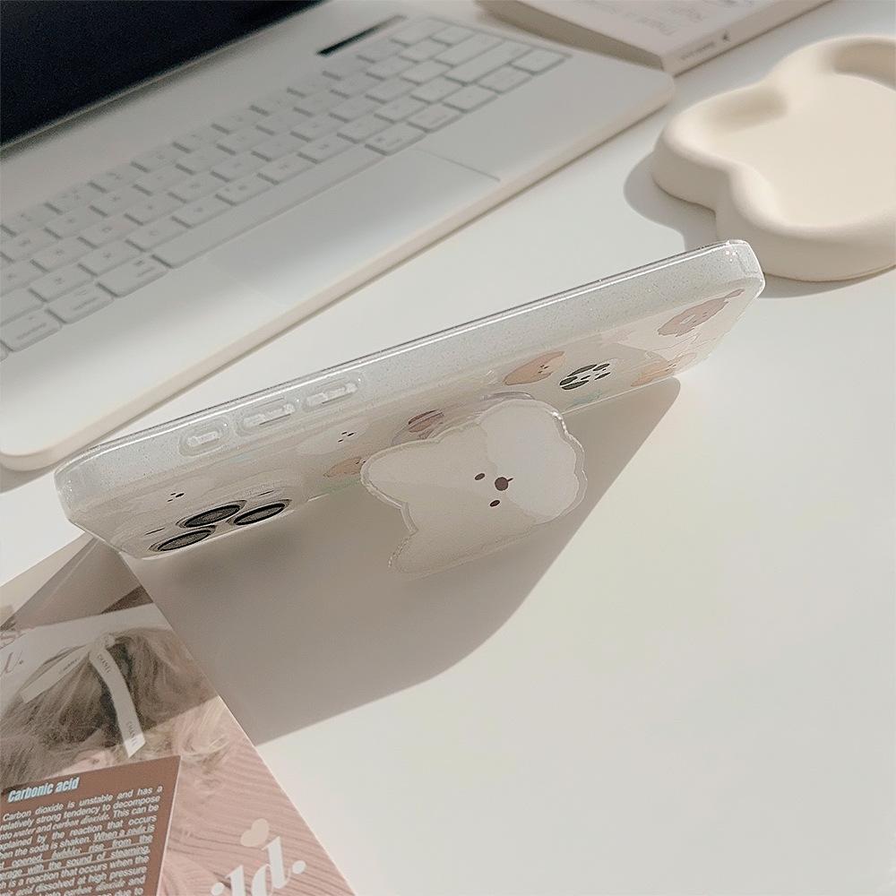 Double Layer Glitter Powder Suitable for Mobile Phone Case Apple 16 Milk Iphone15promax Soft Cover 14 Puppy Stand 11