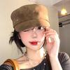 Maillard Brown Suede Flat-top Berets Cap for Women Spring and Autumn Casual Versatile British Style Retro Equestrian Hats Men