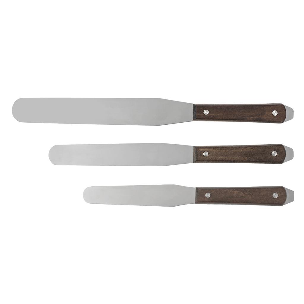 Stainless Steel Ink Adjusting Knife wIth Wood Handle Solder Paste Mixing Knife Screen Printing Scraper Tool Accessories