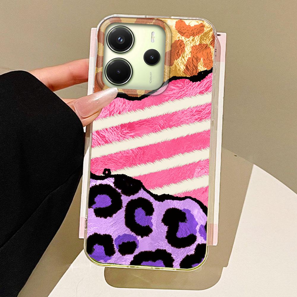 Splicing Purple Leopard Print Phone Case for Xiaomi Redmi Note 14 13 12 11 11S 10 10S 9 Pro 9C 13C 14C A3 A4 A3X 9C A1 A2 Cover
