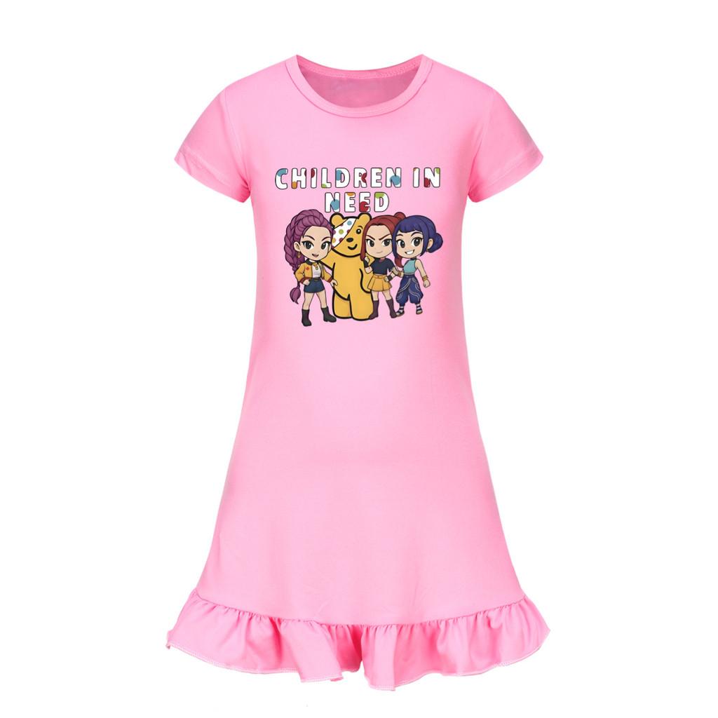 5103 Kids Girls Mira Zoey Rumi Printed Ruffle Short Sleeves Casual Dress