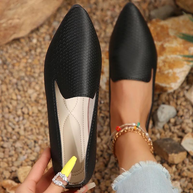 Women's Shoes Light PU Leather Casual Shoes Barefoot Shoes Pointed Toe Leather Shoe Women's Flats Slip-On Loafers Zapatos Mujer